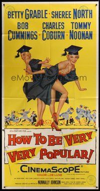 2f544 HOW TO BE VERY, VERY POPULAR 3sh '55 full-length art of sexy Betty Grable & Sheree North!