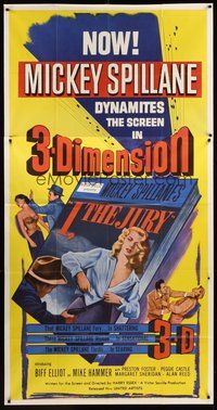 2f551 I THE JURY 3sh '53 Mickey Spillane, Mike Hammer, great 3-D image of sexy girl stripping!