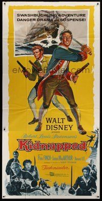 2f578 KIDNAPPED 3sh '60 Walt Disney, art of swashbucklers Peter Finch & James MacArthur!