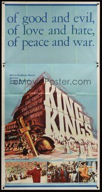 2f580 KING OF KINGS style A 3sh '61 Nicholas Ray Biblical epic, Jeffrey Hunter as Jesus!