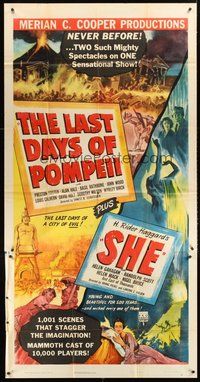 2f589 LAST DAYS OF POMPEII/SHE 3sh '48 two mighty spectacles in one sensational show!