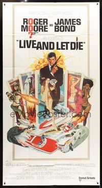 2f598 LIVE & LET DIE 3sh '73 tarot card art of Roger Moore as James Bond by Robert McGinnis!