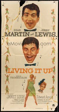 2f601 LIVING IT UP 3sh '54 sexy Janet Leigh watches wacky Dean Martin & Jerry Lewis!