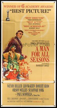 2f621 MAN FOR ALL SEASONS style C 3sh '67 Paul Scofield, Robert Shaw, Best Picture Academy Award!