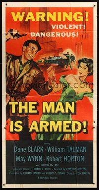 2f622 MAN IS ARMED 3sh '56 art of violent dangerous Dane Clark with gun grabbing sexy May Wynn!