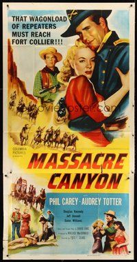 2f630 MASSACRE CANYON 3sh '54 Phil Carey & Audrey Totter against the great Apache rebellion!