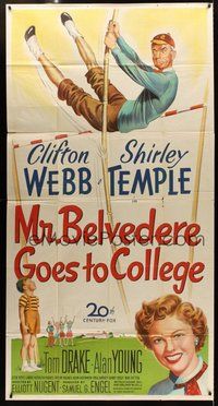 2f642 MR. BELVEDERE GOES TO COLLEGE 3sh '49 art of pole-vaulting Clifton Webb & Shirley Temple!