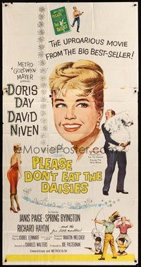 2f695 PLEASE DON'T EAT THE DAISIES 3sh '60 artwork of pretty smiling Doris Day, David Niven w/dog!