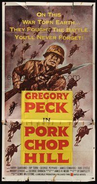 2f697 PORK CHOP HILL 3sh '59 Lewis Milestone directed, Korean War soldier Gregory Peck!