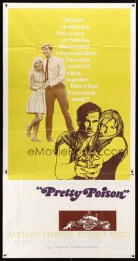 2f700 PRETTY POISON 3sh '68 cool artwork of psycho Anthony Perkins & crazy Tuesday Weld!