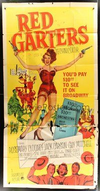 2f714 RED GARTERS 3sh '54 full-length artwork of sexy Rosemary Clooney in skimpy outfit with guns!