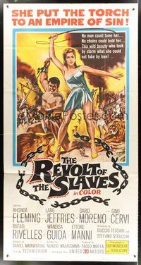 2f719 REVOLT OF THE SLAVES 3sh '61 sexy Rhonda Fleming put the torch to an empire of sin!