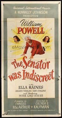 2f739 SENATOR WAS INDISCREET 3sh '47 William Powell on his hands and knees, Ella Raines, Whelan!