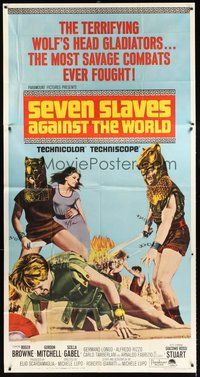 2f743 SEVEN SLAVES AGAINST THE WORLD 3sh '65 the terrifying wolf's head gladiators, savage combat!