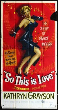 2f758 SO THIS IS LOVE 3sh '53 sexy artwork of Kathryn Grayson as shimmy dancer Grace Moore!