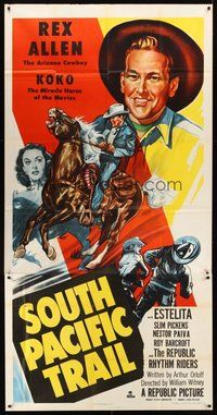2f763 SOUTH PACIFIC TRAIL 3sh '52 great artwork of Rex Allen close up & on his horse Koko!