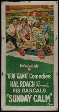 2f774 SUNDAY CALM 3sh '23 Hal Roach, great stone litho of Our Gang kids with cool wagon!