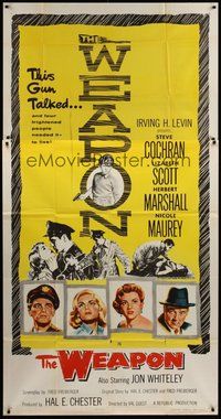 2f841 WEAPON 3sh '57 Steve Cochran, Lizabeth Scott, this gun talked, directed by Val Guest!