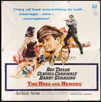 2f272 HELL WITH HEROES 6sh '68 Rod Taylor, Claudia Cardinale, cool montage art by Boyle!
