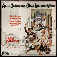 2f275 HOTEL PARADISO 6sh '66 wacky Frank Frazetta art of Alec Guinness & sexy Gina Lollobrigida!