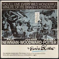 2f301 PARIS BLUES 6sh '61 art of Paul Newman, Joanne Woodward, Sidney Poitier & Louis Armstrong!