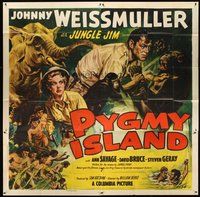 2f304 PYGMY ISLAND 6sh '50 art of Johnny Weissmuller as Jungle Jim & Ann Savage by Glen Cravath!