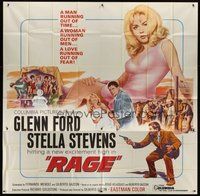 2f308 RAGE 6sh '66 running man Glenn Ford is out of time, sexy Stella Stevens running out of men!
