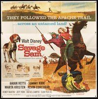 2f313 SAVAGE SAM 6sh '63 Disney, art of boy & dog fighting Native American, Old Yeller sequel!