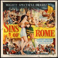 2f319 SINS OF ROME 6sh '54 Massimo Girotti as Spartacus, mighty Italian spectacle!