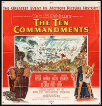 2f328 TEN COMMANDMENTS 6sh '56 Cecil B. DeMille classic starring Charlton Heston & Yul Brynner!