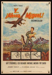 2f025 AND NOW MIGUEL Argentinean '66 artwork of Guy Stockwell protecting lamb from eagle!