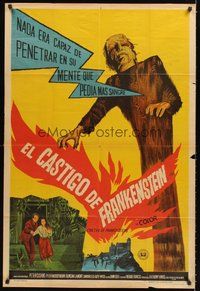 2f074 EVIL OF FRANKENSTEIN Argentinean '64 Peter Cushing, Hammer, he's back & no one can stop him!