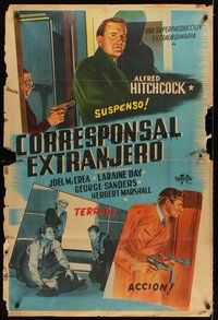 2f082 FOREIGN CORRESPONDENT Argentinean R40 Alfred Hitchcock, Joel McCrea, Laraine Day, different!