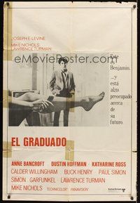 2f093 GRADUATE Argentinean '68 classic image of Dustin Hoffman & Anne Bancroft's sexy leg!