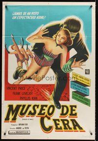 2f107 HOUSE OF WAX Argentinean '53 Vincent Price, artwork of monster kidnapping sexy girl!