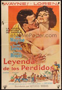 2f126 LEGEND OF THE LOST Argentinean '57 romantic art of John Wayne & sexiest Sophia Loren!
