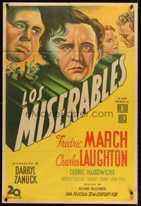 2f127 LES MISERABLES Argentinean R40s Fredric March, Charles Laughton, from Victor Hugo's novel!