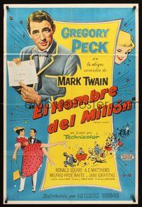 2f141 MAN WITH A MILLION Argentinean '54 Gregory Peck picks up a million babes, by Mark Twain!