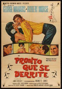 2f164 QUICK, BEFORE IT MELTS Argentinean '65 art of sexy Anjanette Comer kissing Robert Morse!