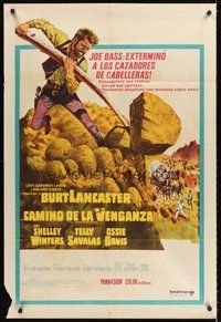 2f177 SCALPHUNTERS Argentinean '68 different art of Burt Lancaster pushing boulder down hill!