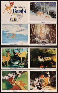 2g087 BAMBI 8 LCs R82 Walt Disney cartoon deer classic, great art scenes w/Thumper & Flower!