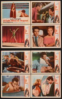 2g228 COLD WIND IN AUGUST 8 LCs '61 Scott Marlowe, sexy half-dressed masked Lola Albright!