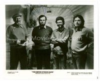2h279 GARY KURTZ signed 8x10 REPRO still '90s candid on set of Empire Strikes Back with George Lucas