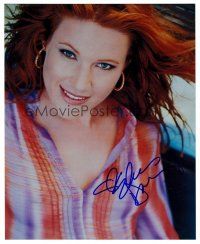 2h278 ELISA DONOVAN signed color 8x10 REPRO still '02 smiling close up of the sexy redhead!