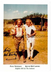 2h289 KEVIN MCCARTHY signed color 7.25x10.25 REPRO still '90s with Paul Newman from Buffalo Bill!