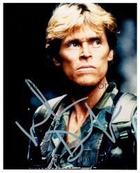 2h311 WILLEM DAFOE signed color 8x10 REPRO still '02 portrait wearing camo from Clear & Present Danger!