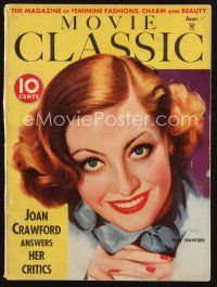 2h133 MOVIE CLASSIC magazine June 1935 wonderful art of smiling Joan Crawford by Marland Stone!