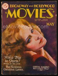 2h112 MOVIES vol 1 no 1 magazine May 1930 incredible artwork portrait of MGM star Greta Garbo!