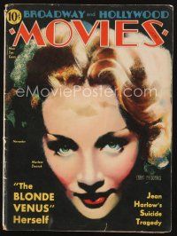 2h120 MOVIES magazine November 1932 cool artwork of Marlene Dietrich by Grant MacDonald!