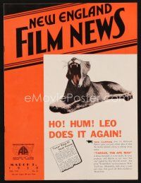 2h092 NEW ENGLAND FILM NEWS exhibitor magazine March 3, 1932 Tarzan the Ape Man bangs at sneak!